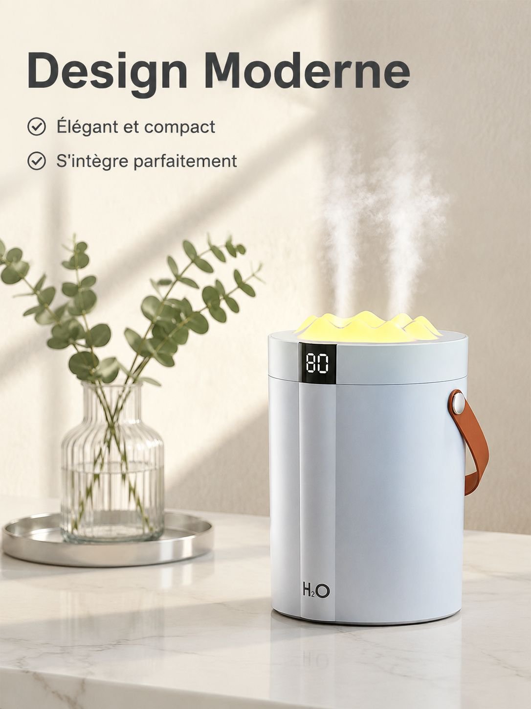 Humidificateur à double buse avec affichage numérique et grande capacité