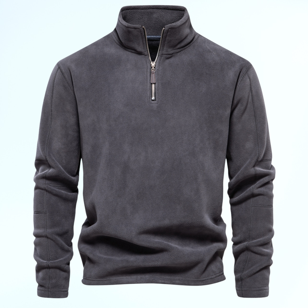 Damen Fleece Pullover mit Stehkragen und Halbreißverschluss, Langarm, Herbst/Winter