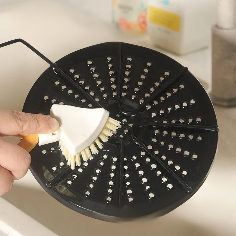 Kitchen Mesh Basket Crevice Cleaning Brush Triangle Foldable Bathroom Cleaning Brush
