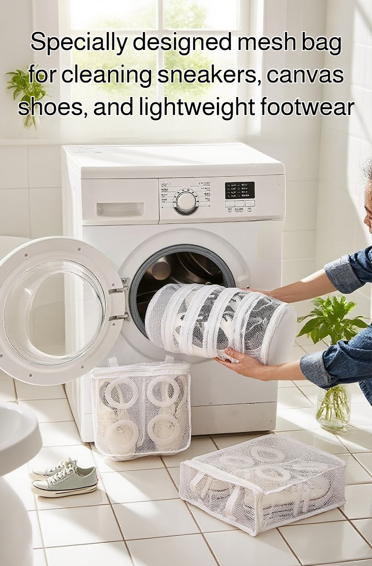 Mesh shoe cleaning bag for washing machine