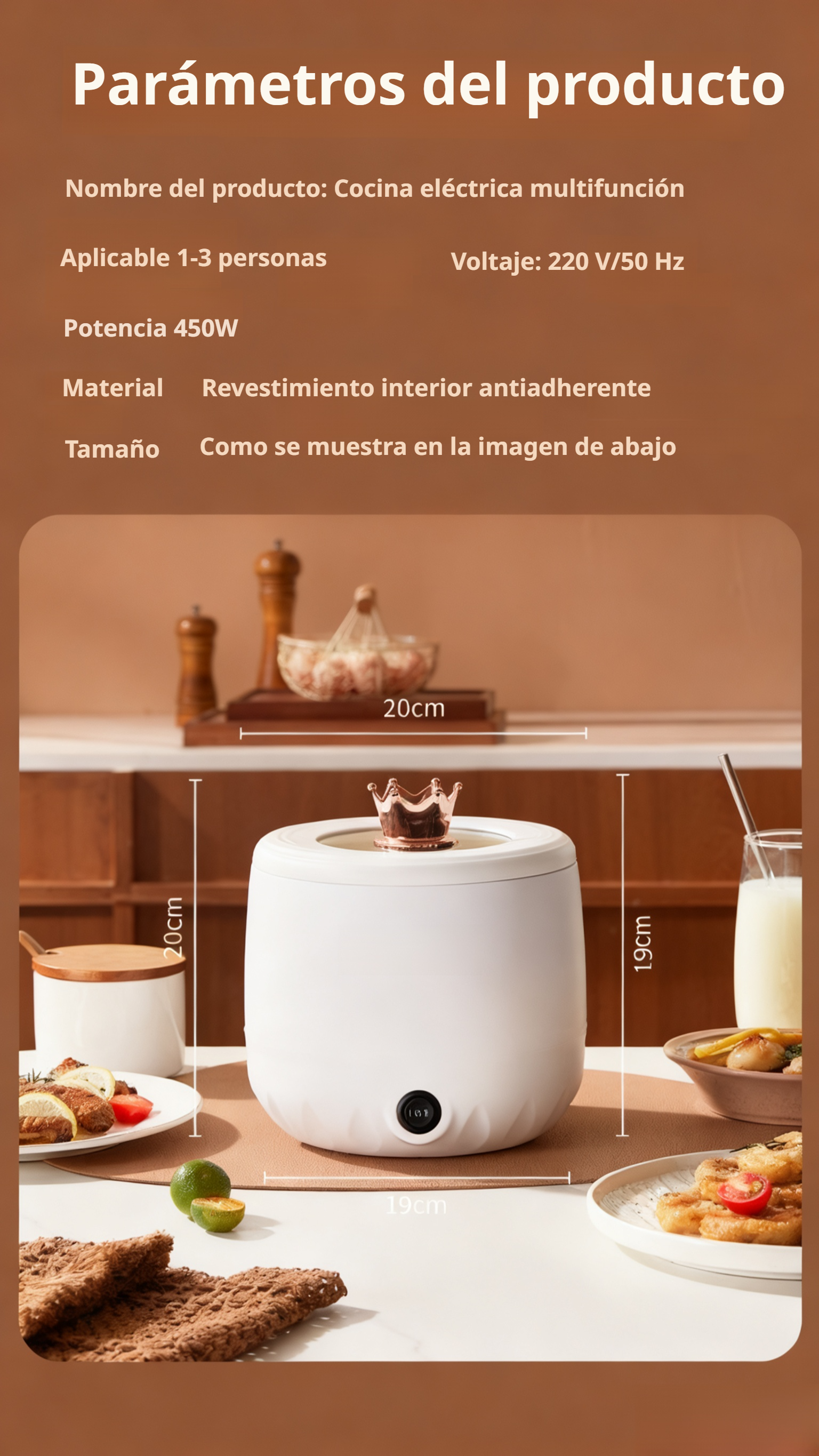 Olla doméstica para cocinar diversas recetas