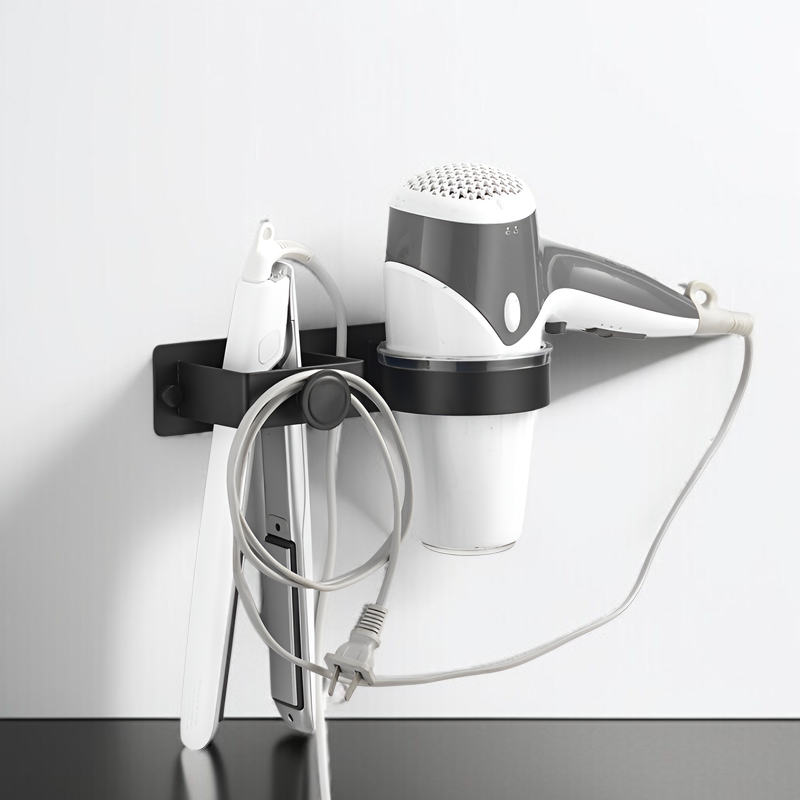 ヘアドライヤー収納ラックパンチングなしストレートヘアアイロンブラケットヘアアイロン理髪ツール収納ラックヘアドライヤーハンガー