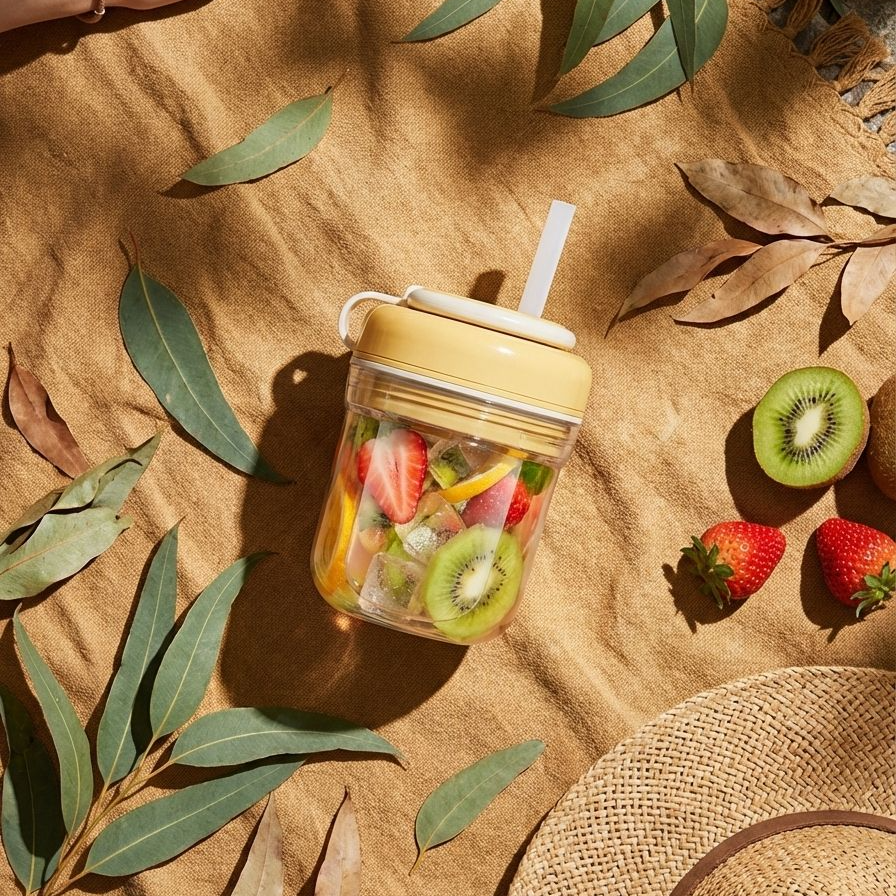 빨대 일체형 얼음컵 사용 모습