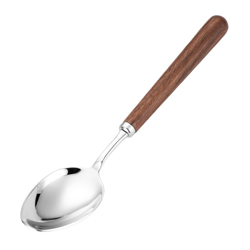 Stainless steel walnut wood spoon