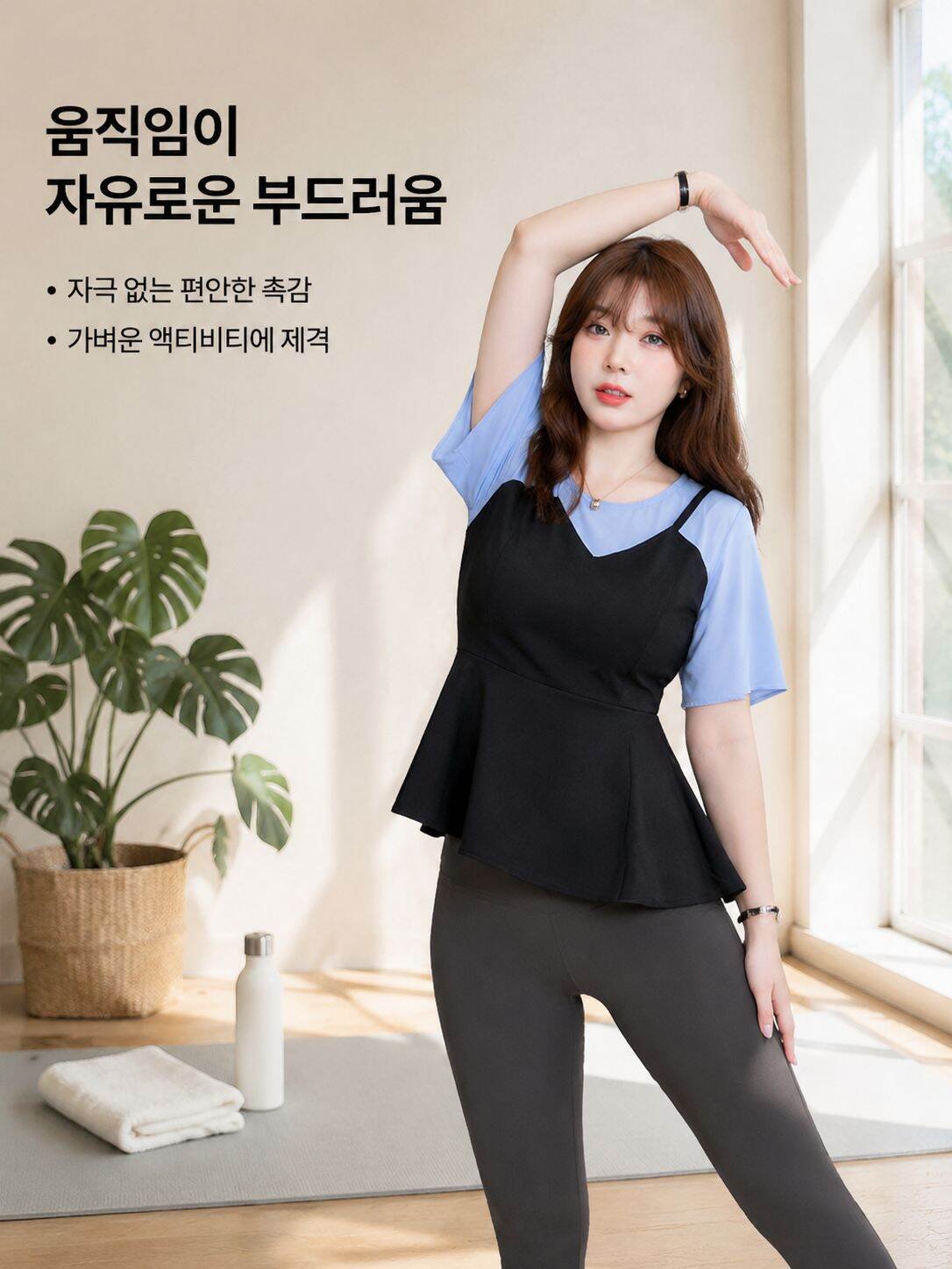 루즈핏 통기성 배색 빅사이즈 배살커버 슬림 반팔티