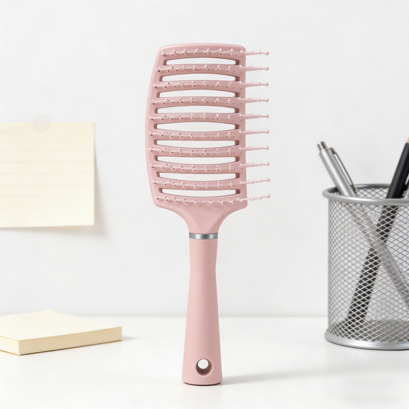 مشط تدليك نسائي بنقشة زهر الكرز، مشط شعر مجعد ناعم للأطفال، مشط كبير منحني للاستخدام المنزلي