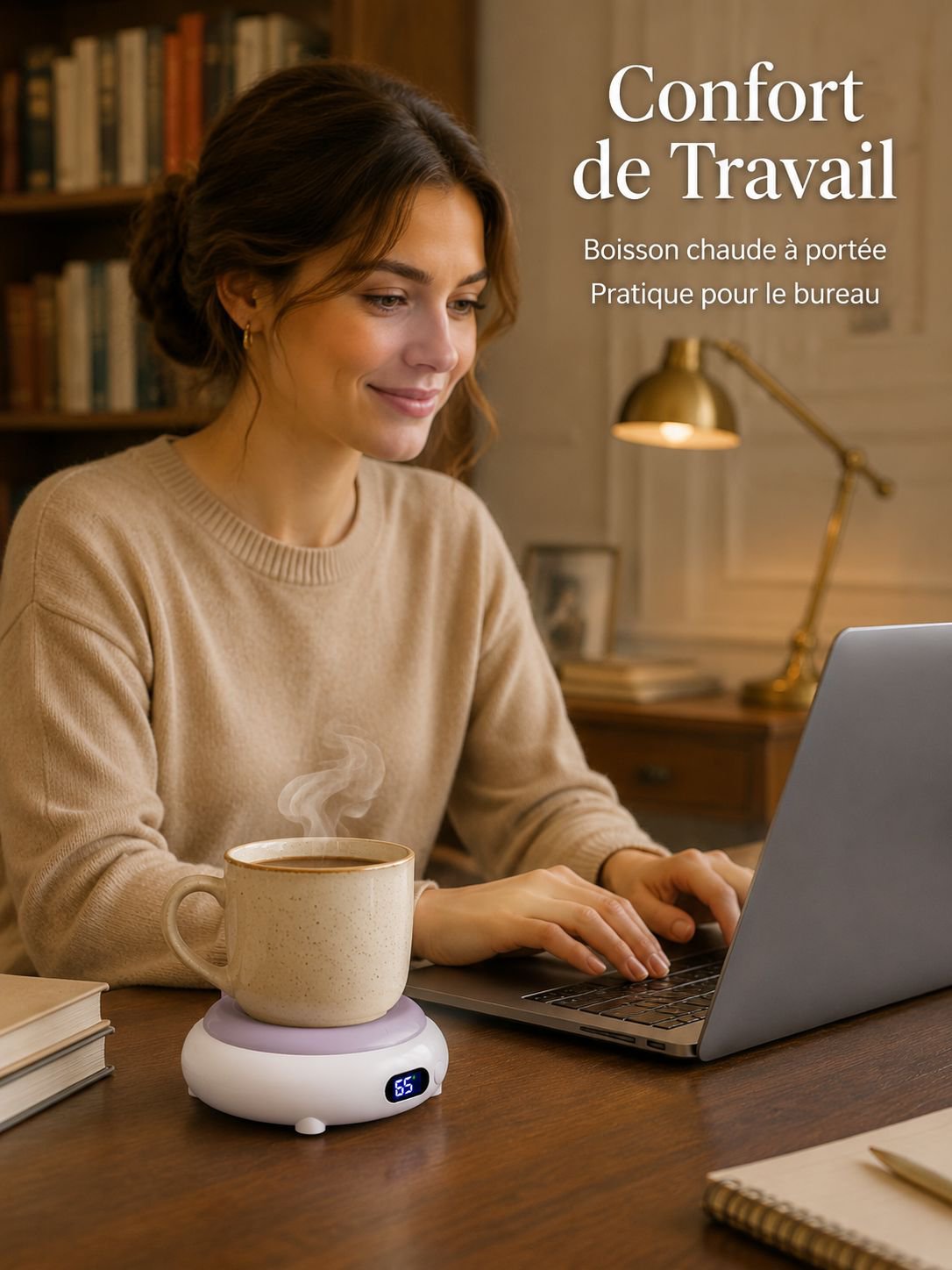 Sous-verre chauffant sans fil à température intelligente