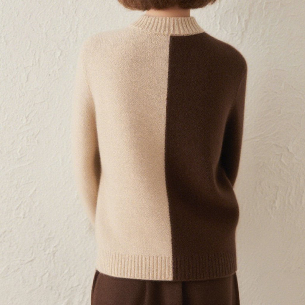 트렌디한 컬러블록 디자인의 여성 스웨터