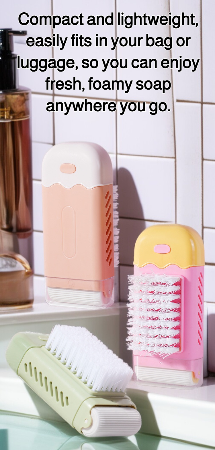 Portable 3-in-1 soap foaming box with lid closed