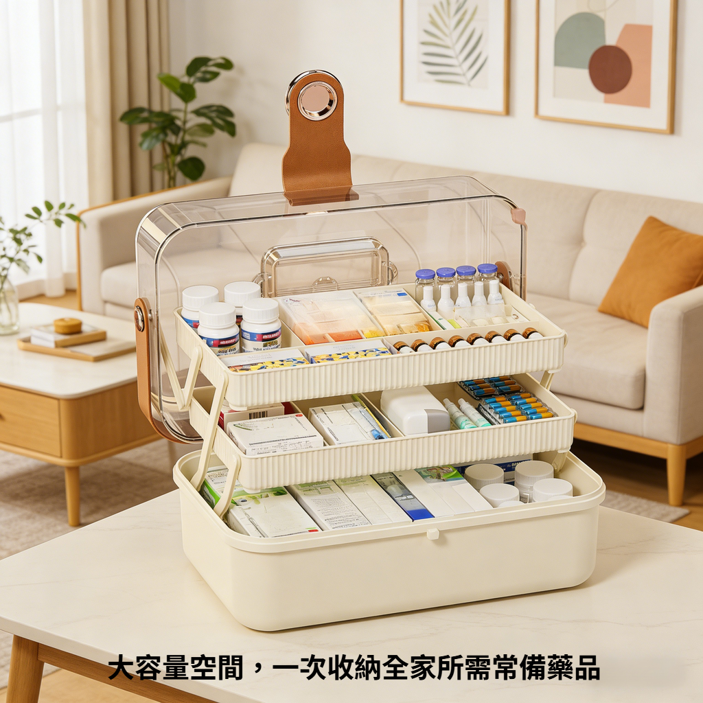 三層折疊式大容量藥箱