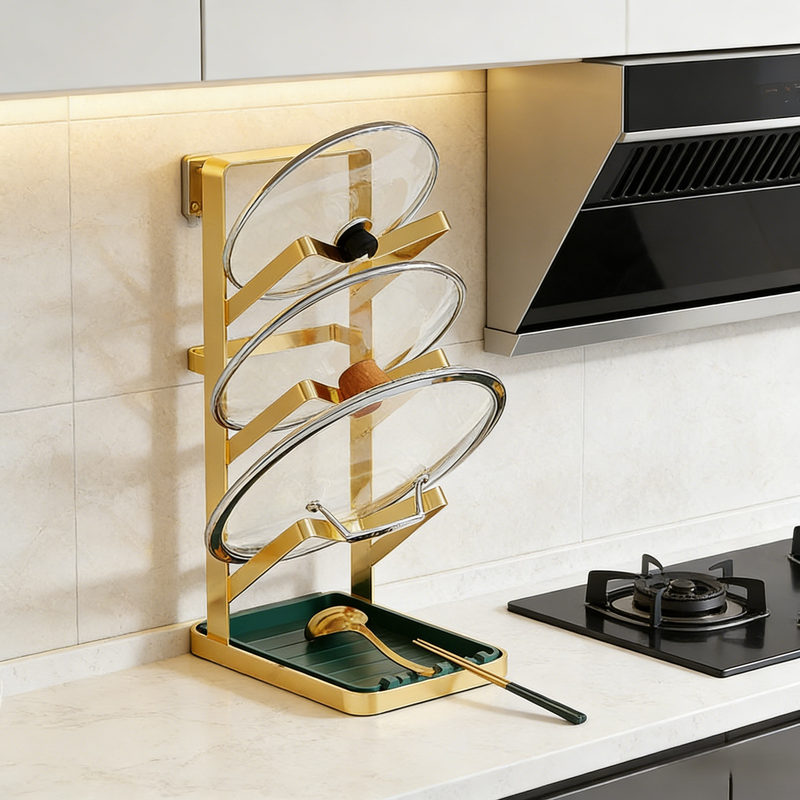 廚房免打孔鍋蓋架子壁掛式家用檯面砧板架菜板放置架鍋鏟托架神器