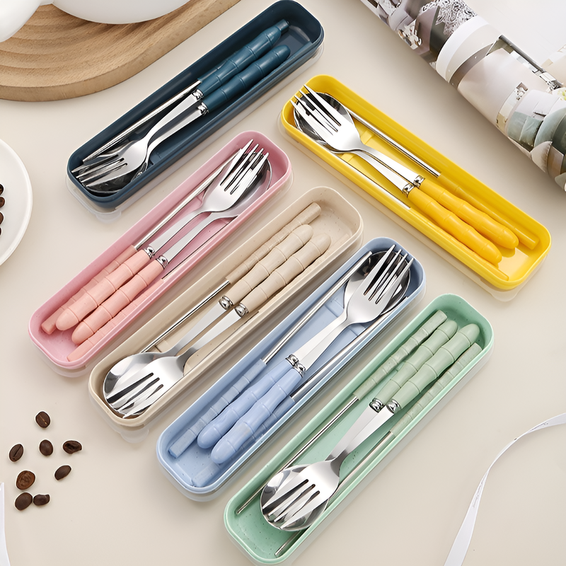 스테인리스 휴대용 3종 식기 세트