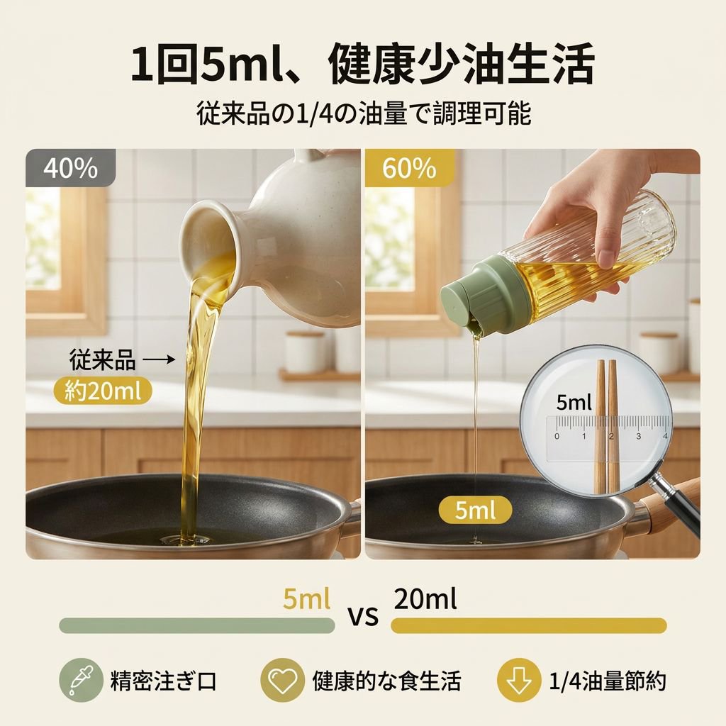 シンプル耐熱ガラス製オイルボトル