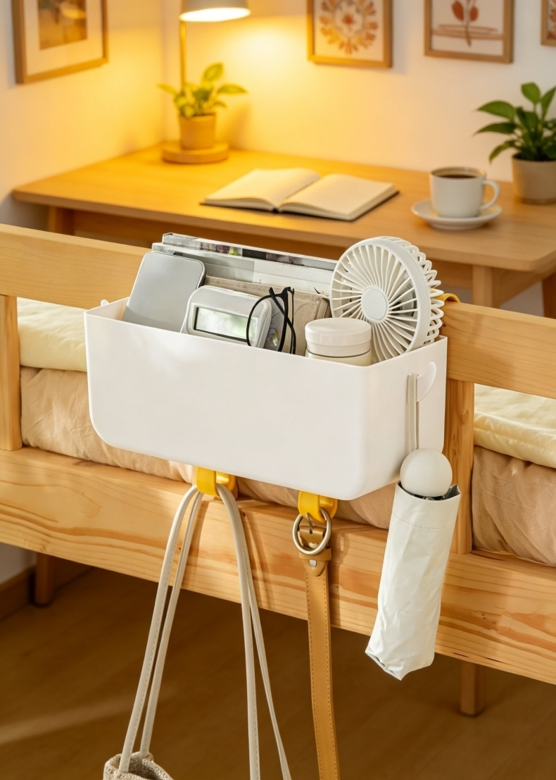 Durable fabric bedside storage basket