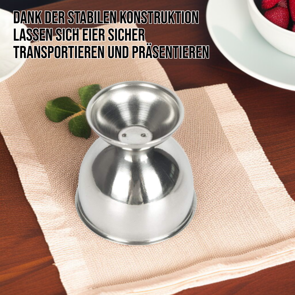 Eleganter Eierhalter aus Edelstahl für vier Eier