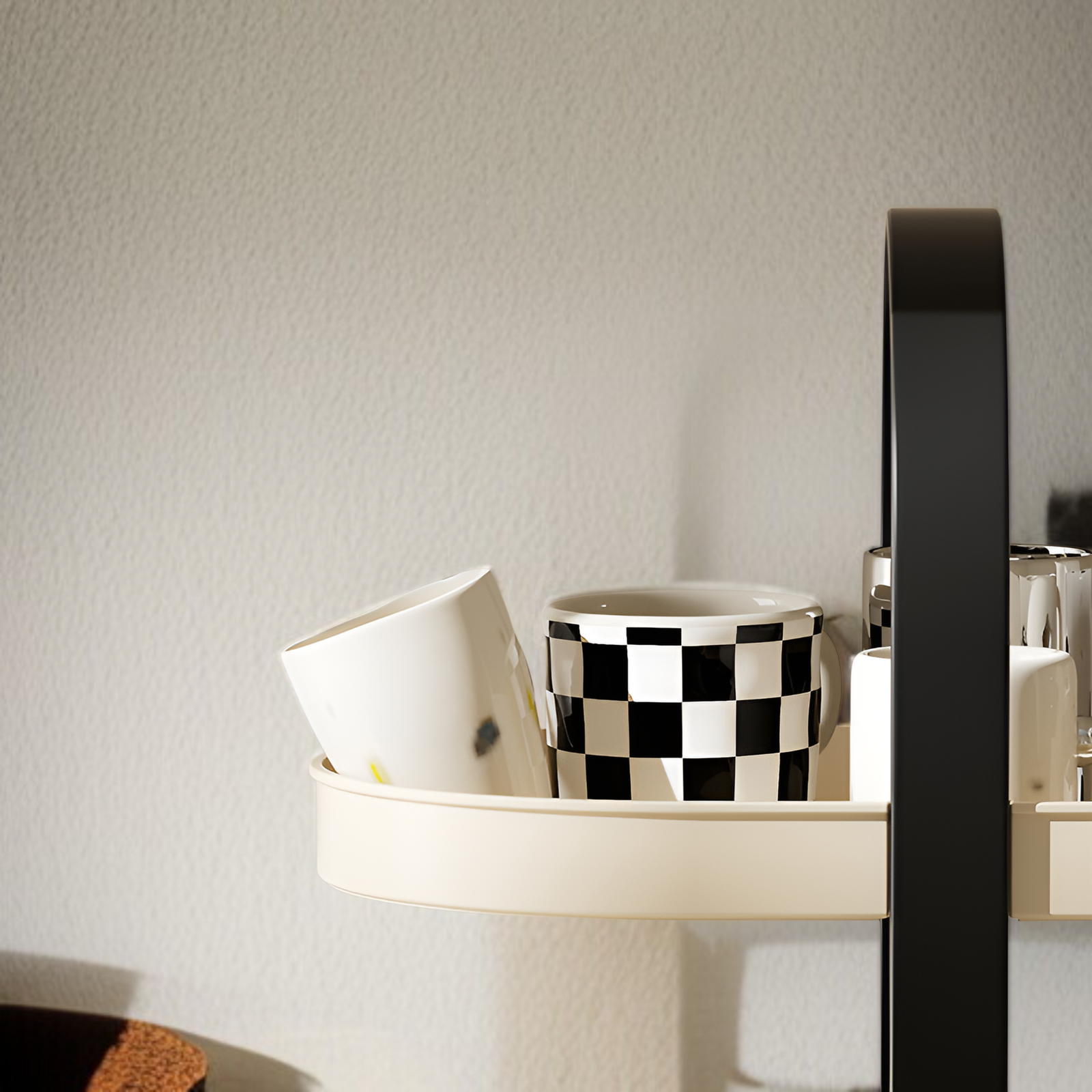 ティーカップマグコーヒーカップデスクトップティーテーブルカップホルダー防塵軽量高級シンプル多層パンチフリーフロア収納ラック