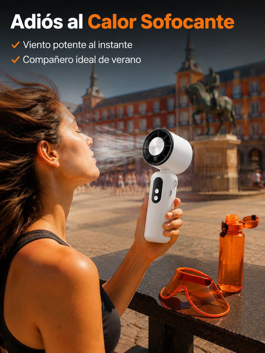 Ventilador portátil de mano con enfriamiento rápido y compresa de hielo