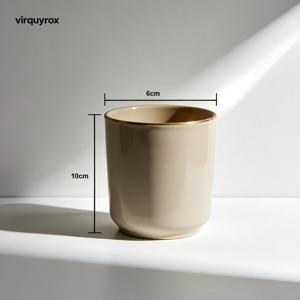 Ceramic cups for bathroom use neatly arranged