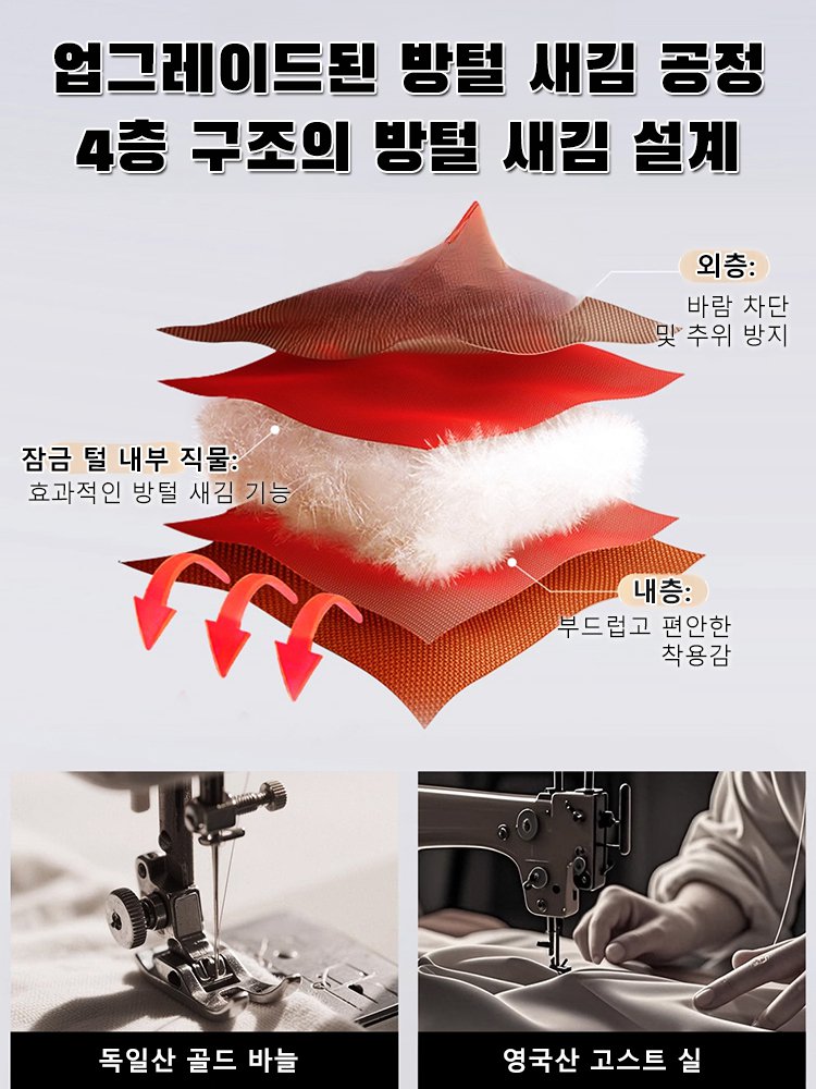 【커플용 동일 모델】두꺼운 레이어드 스타일 후드 다운 재킷
