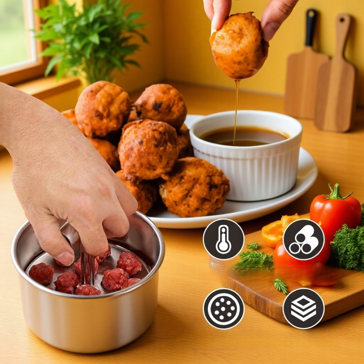 Stainless steel meatball maker, kitchen mold, fish ball making tool