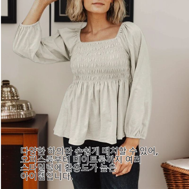 유럽/미국 봄/여름 버섯 테두리 패션 캐주얼 여성 블라우스