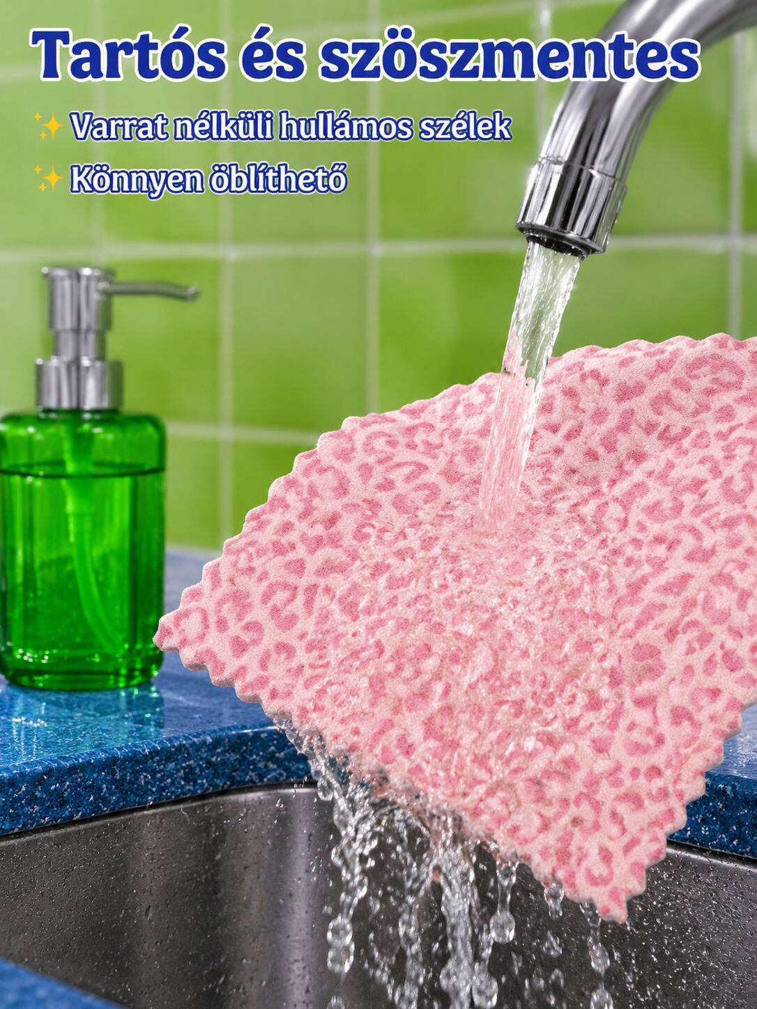 Nagy nedvszívó képességű törlőkendő használat közben