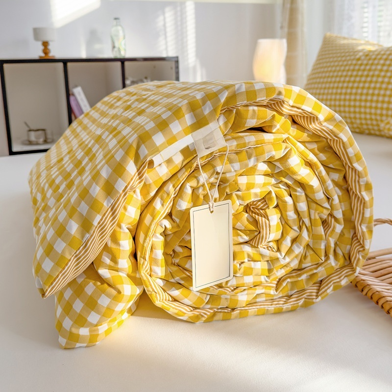 ผ้าห่มบางไฟเบอร์ถั่วเหลือง ผ้าห่มเครื่องปรับอากาศฤดูร้อน ลายตารางสำหรับแม่และเด็ก