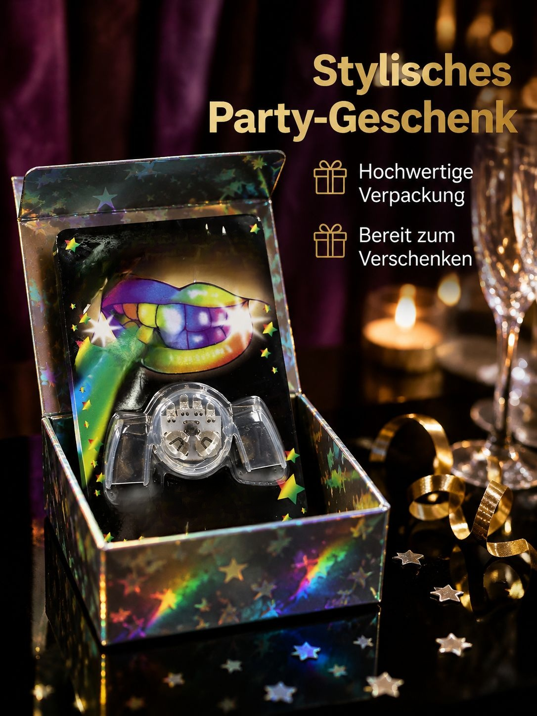 LED Spaß-Zahnspange - Party Verkleidungszubehör