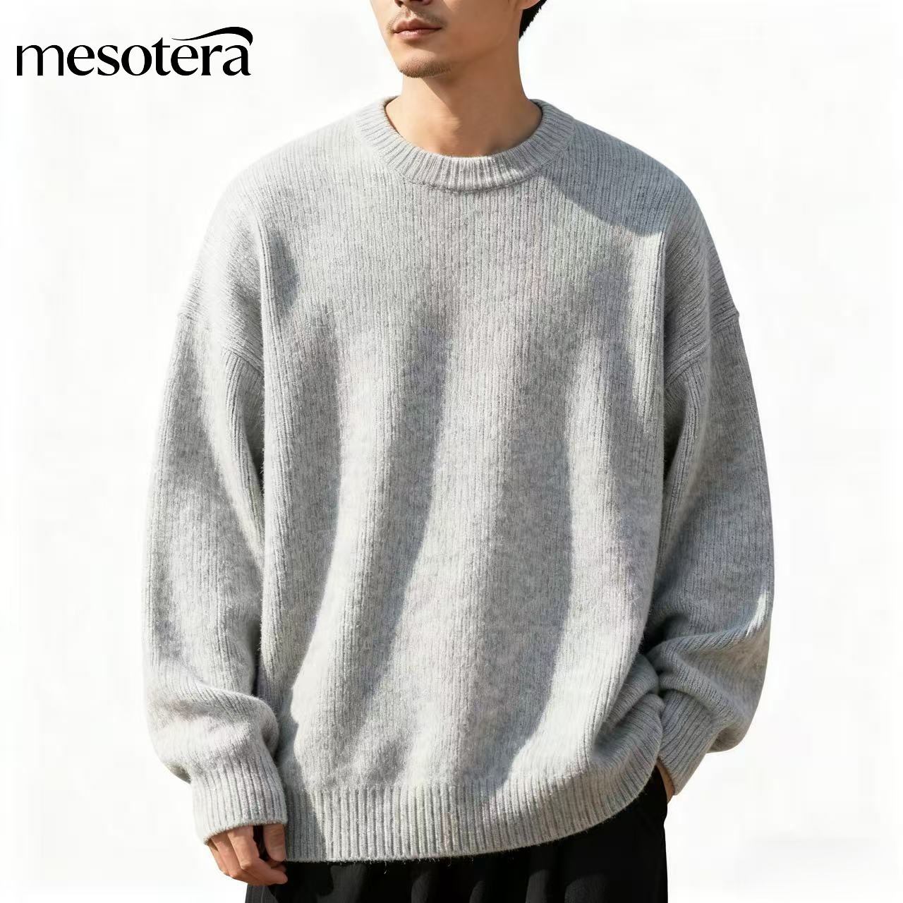 メンズ フリース裏地 グレー リラックススタイル セーター