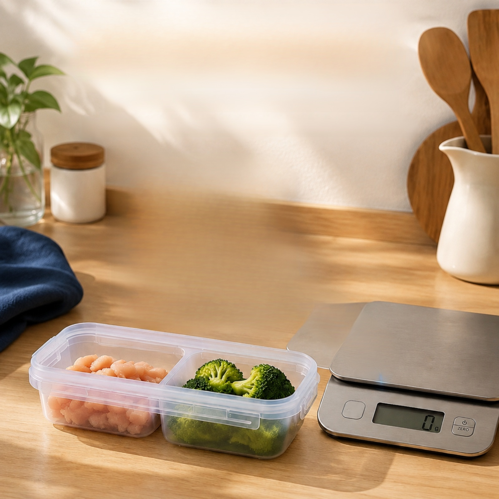 食品グレードの電子レンジ対応肉用冷凍保存容器、臭いの混ざりを防ぐ密閉構造、および週ごとの食材準備用保存容器。