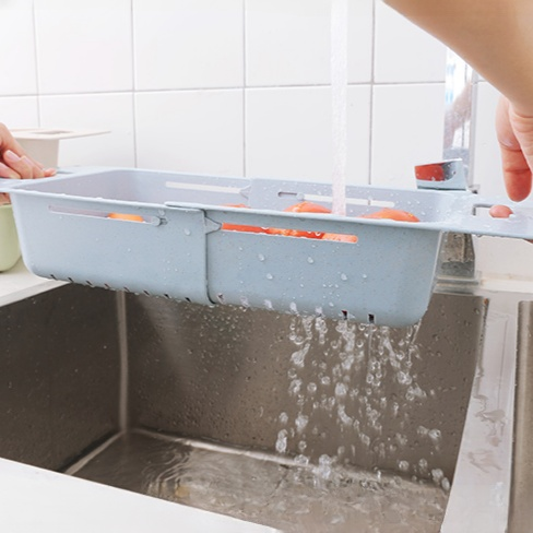 廚房伸縮收納架 水槽瀝水碗架 多功能置物塑料層架