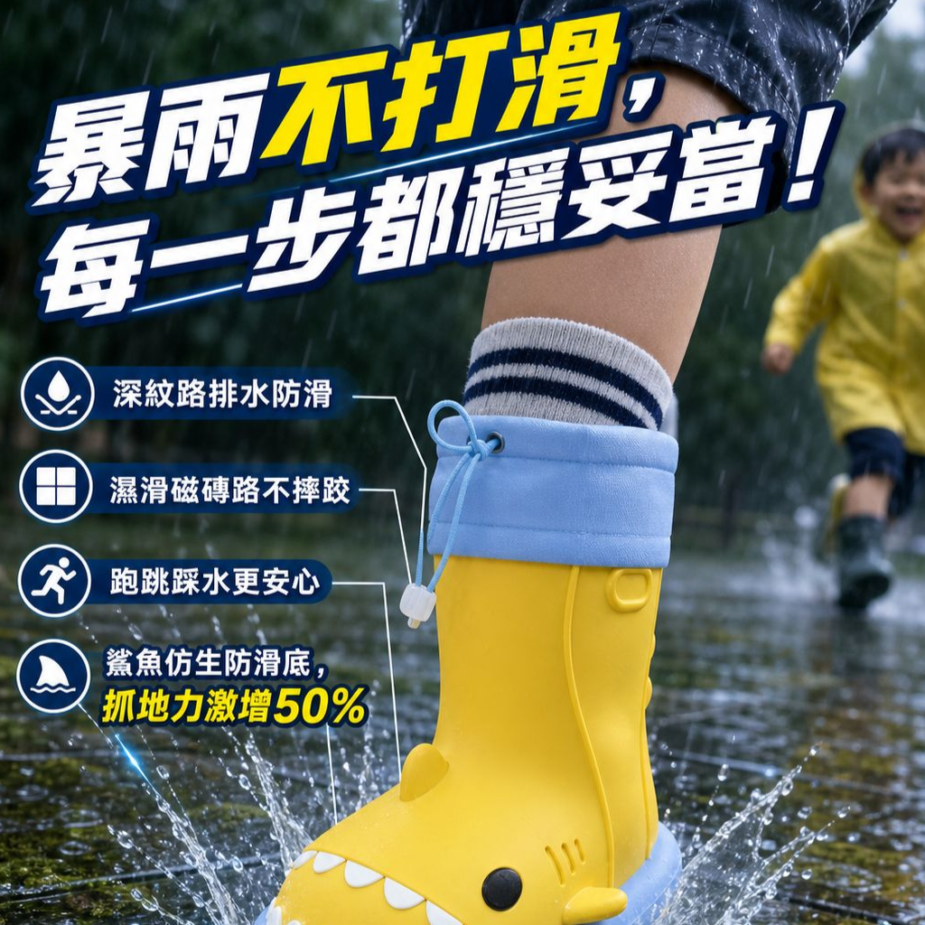 可愛卡通小萌鯊雨衣雨鞋套裝 寶寶幼兒男女童防水外穿上學