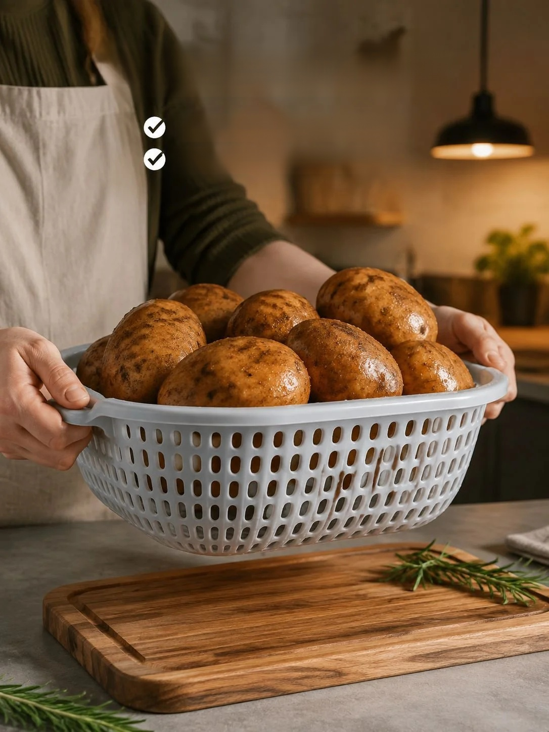 Lavage efficace des fruits et légumes avec le panier double couche