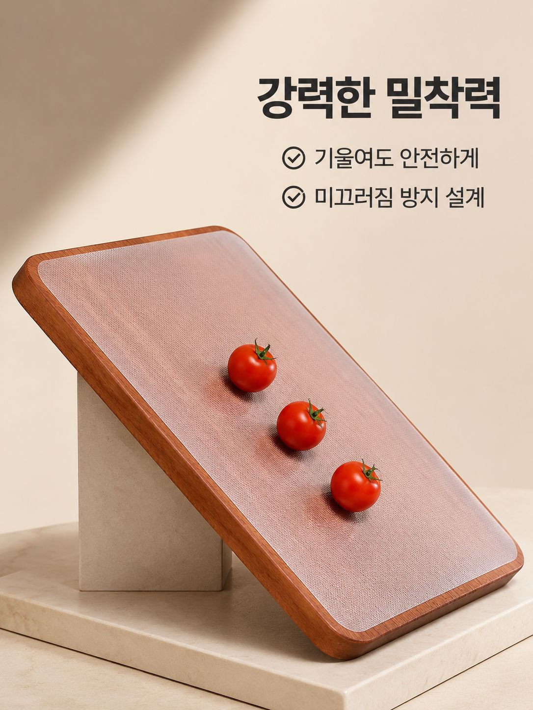미끄럼 방지 기능이 강조된 도마 매트