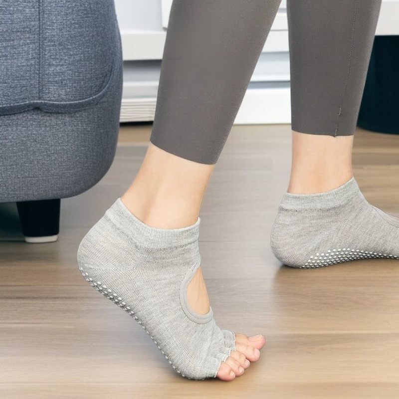 滑り止め・汗吸収スポーツミドルタイツ レディースヨガ・ダンス室内運動ソックス