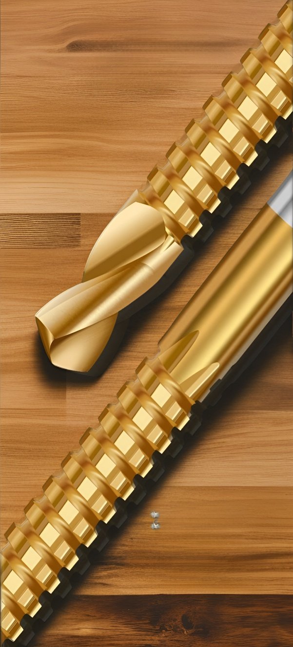 鋸歯ドリルビットで金属を加工する様子