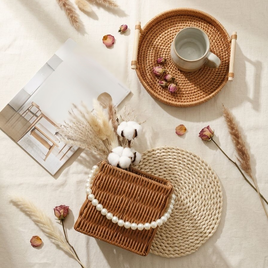 収納用ラタンバスケット