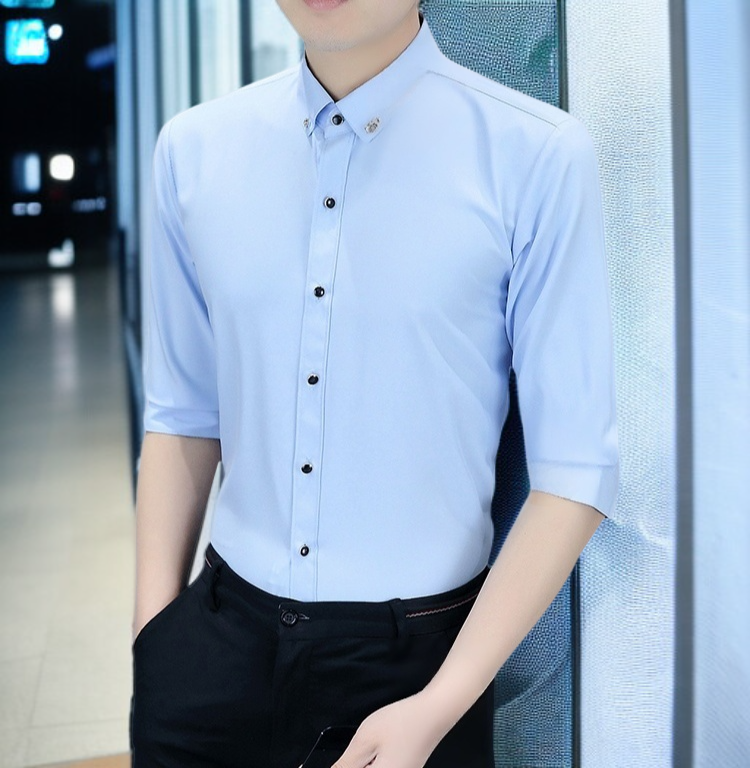 슬림핏 비즈니스 남성 셔츠 전면 착용샷