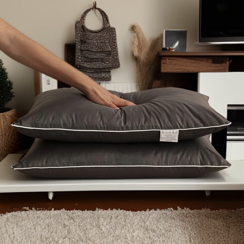 Washed Cotton Plain Round Pillow Cover Pair (48*74cm) - Home Use