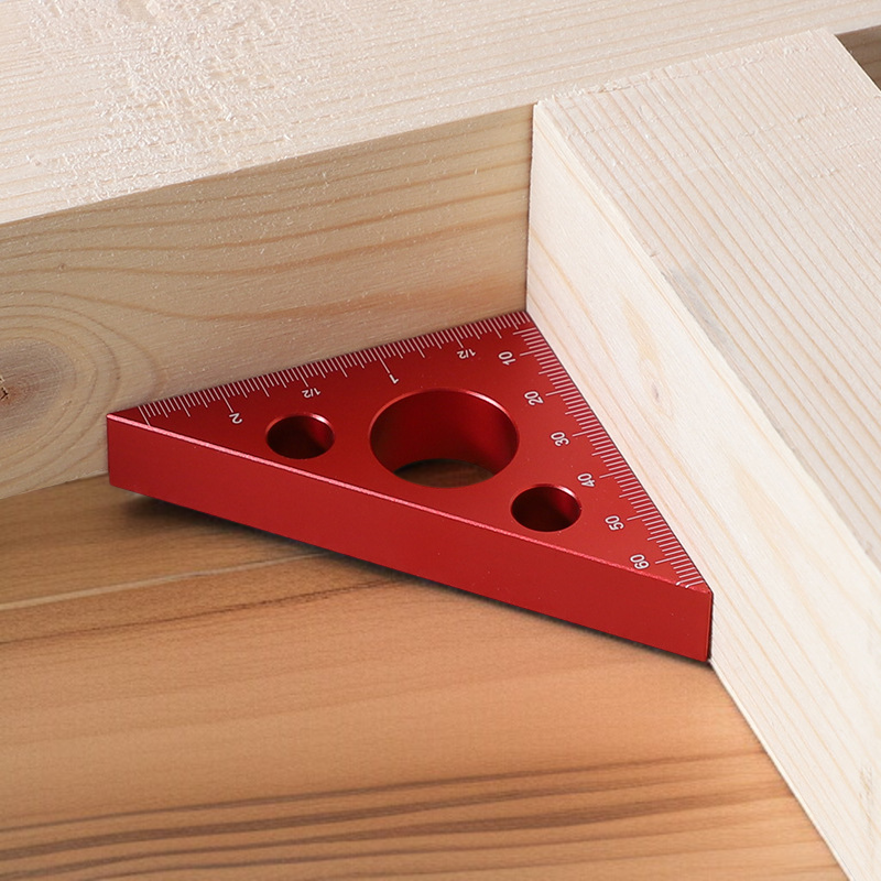 木工用具 直角三角形厚物定規 アルミニウム合金製厚型アングルゲージメトリックインペリアル高さ測定三角定規