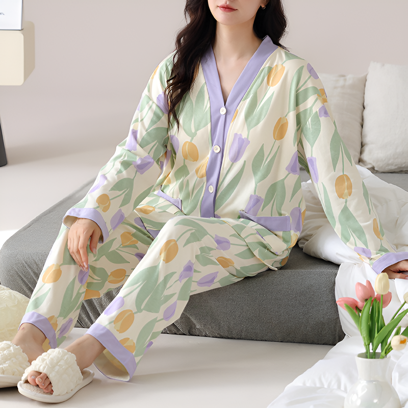 長袖開襟衫家居服