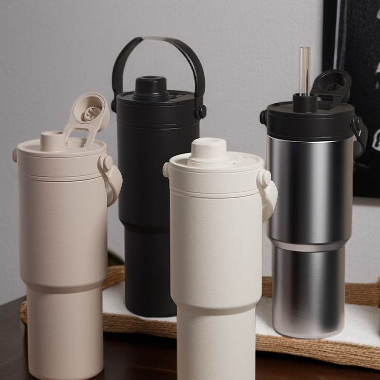 차량용 이중 드링크 커피컵 316 스테인리스 세라믹 내피 차망 보온 빨대컵