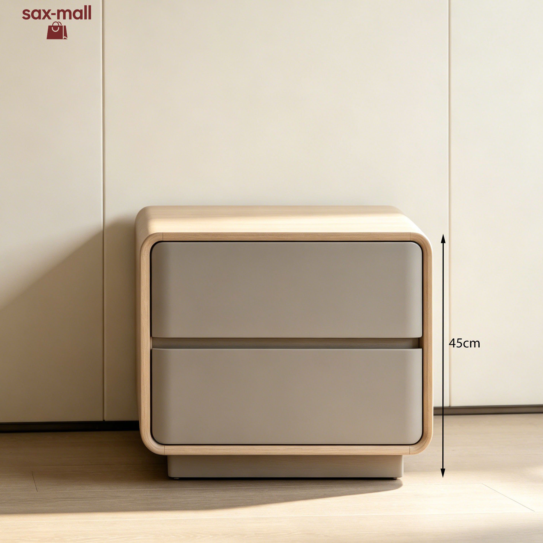 Double drawer bedside table with ample storage space