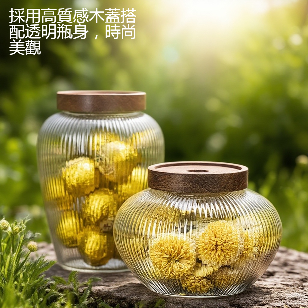 木蓋透明雜糧儲物瓶