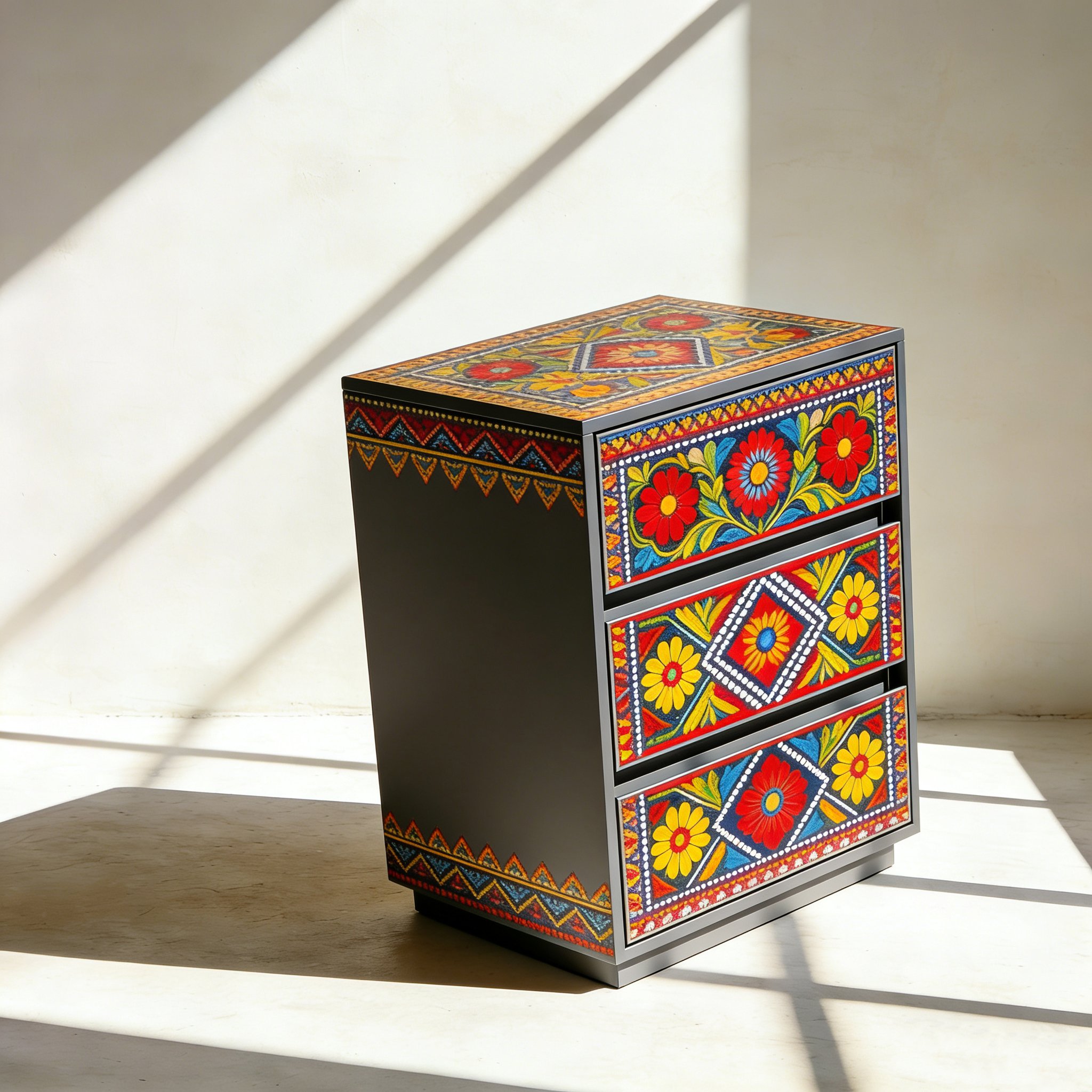 모던 디자인의 수납형 침대 사이드 캐비닛