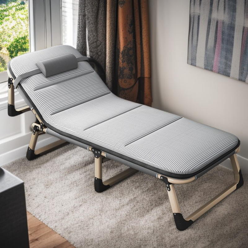 휴대용 접이식 싱글 침대 (머리받침 포함)