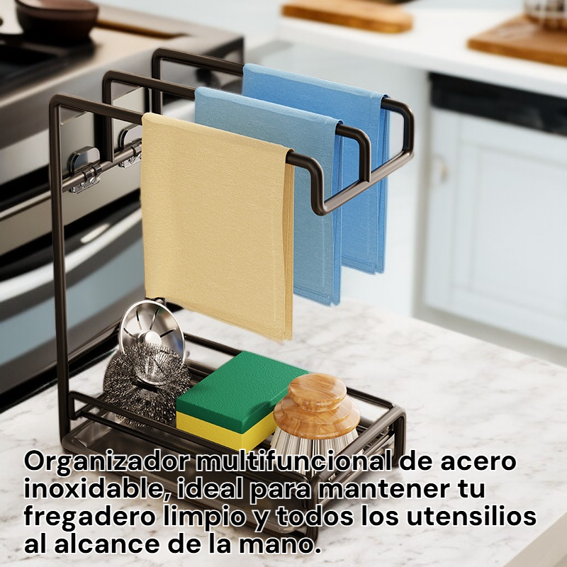  Estante de fregadero de acero inoxidable con repisa de almacenamiento