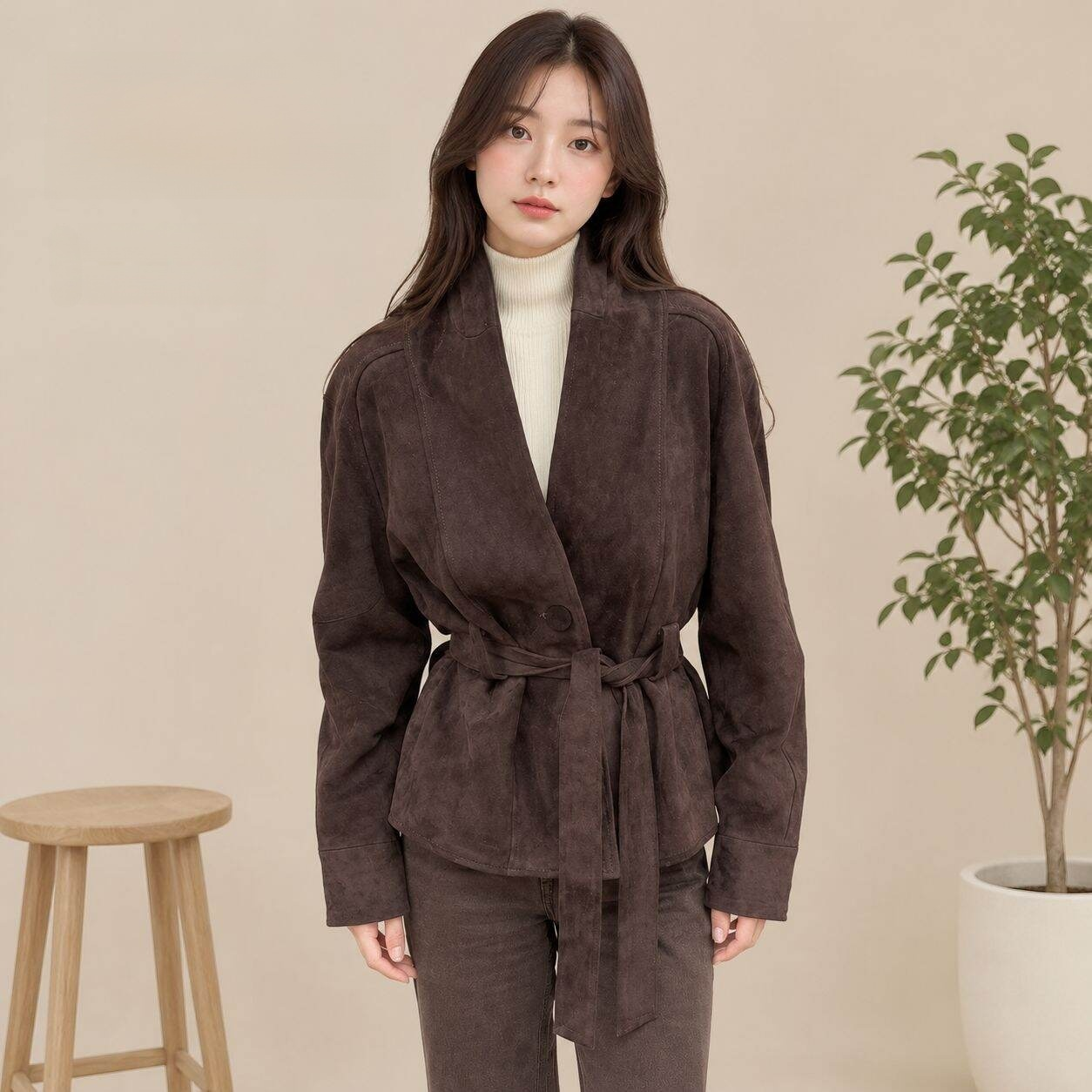 여성용 빈티지 스타일 인조 스웨이드 재킷 (가을/겨울)