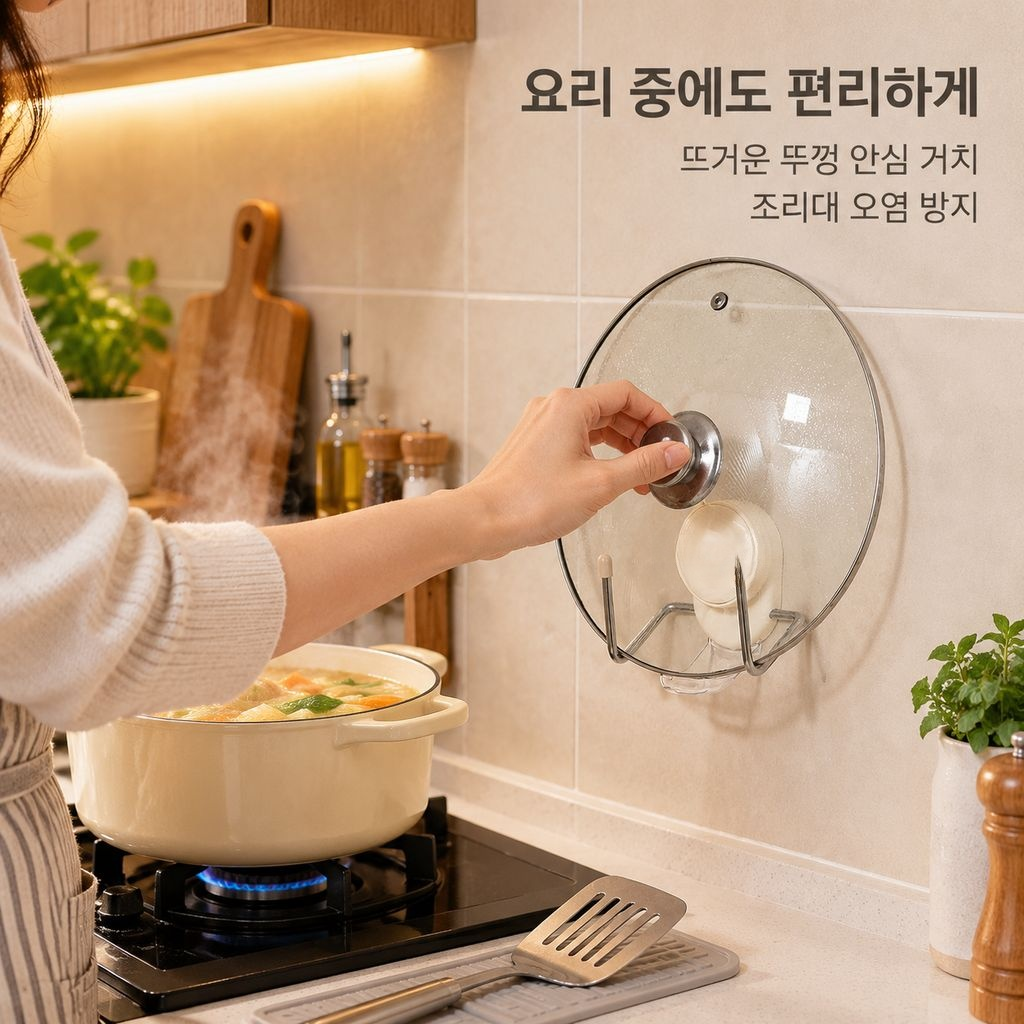 주방 도마 수납 다기능 무타공 벽걸이 거치대