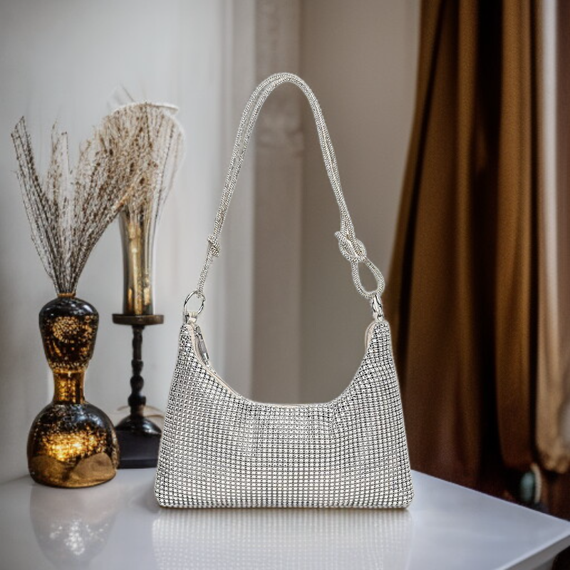 Trendy Women's Shoulder and Handbag with Rhinestones